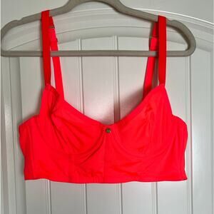 Cacique | Size 38B Neon Coral Demi Corset Longline Bra with Adjustable Straps